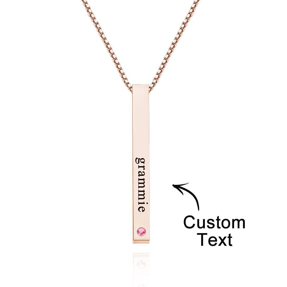 Custom Engraved Birthstone Necklace Bar Simple Gifts