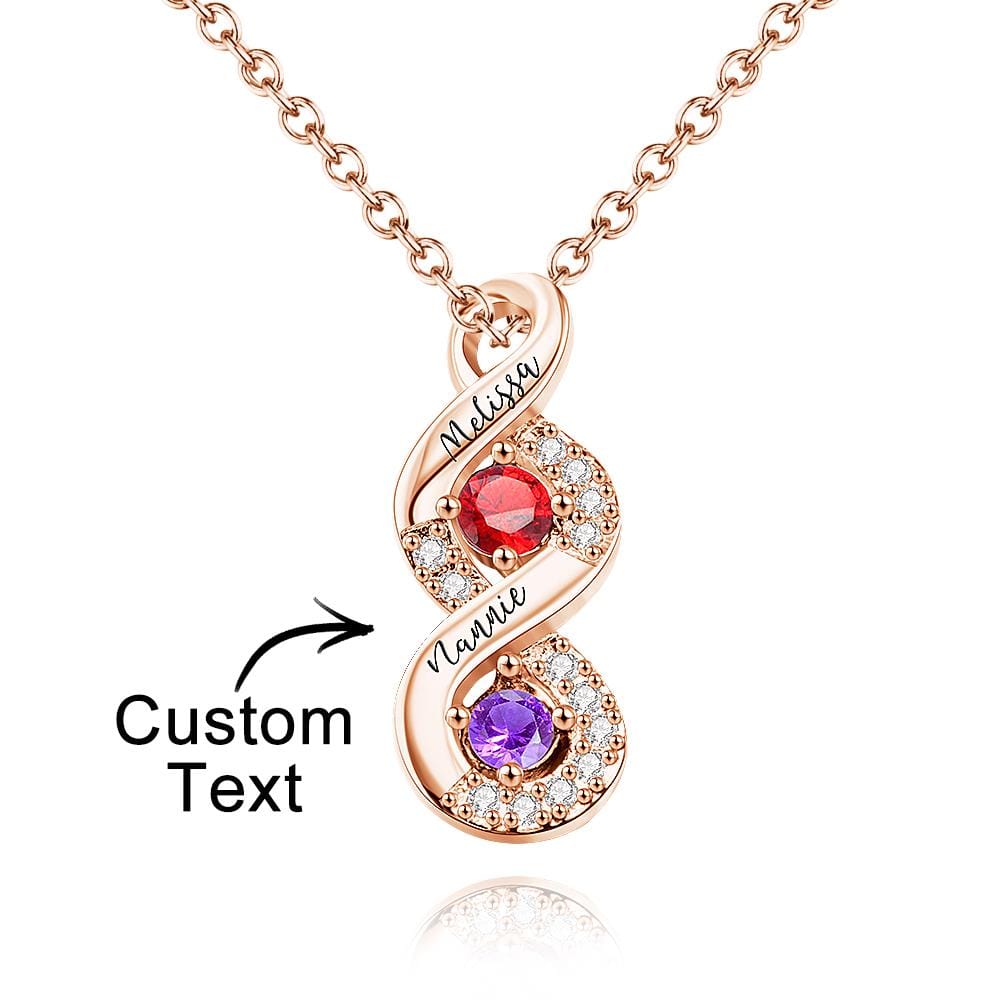 Custom Engraved Birthstone Necklace Infinity Creative Gifts