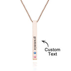 Custom Engraved Birthstone Necklace Bar Simple Gifts