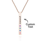 Custom Engraved Birthstone Necklace Bar Simple Gifts