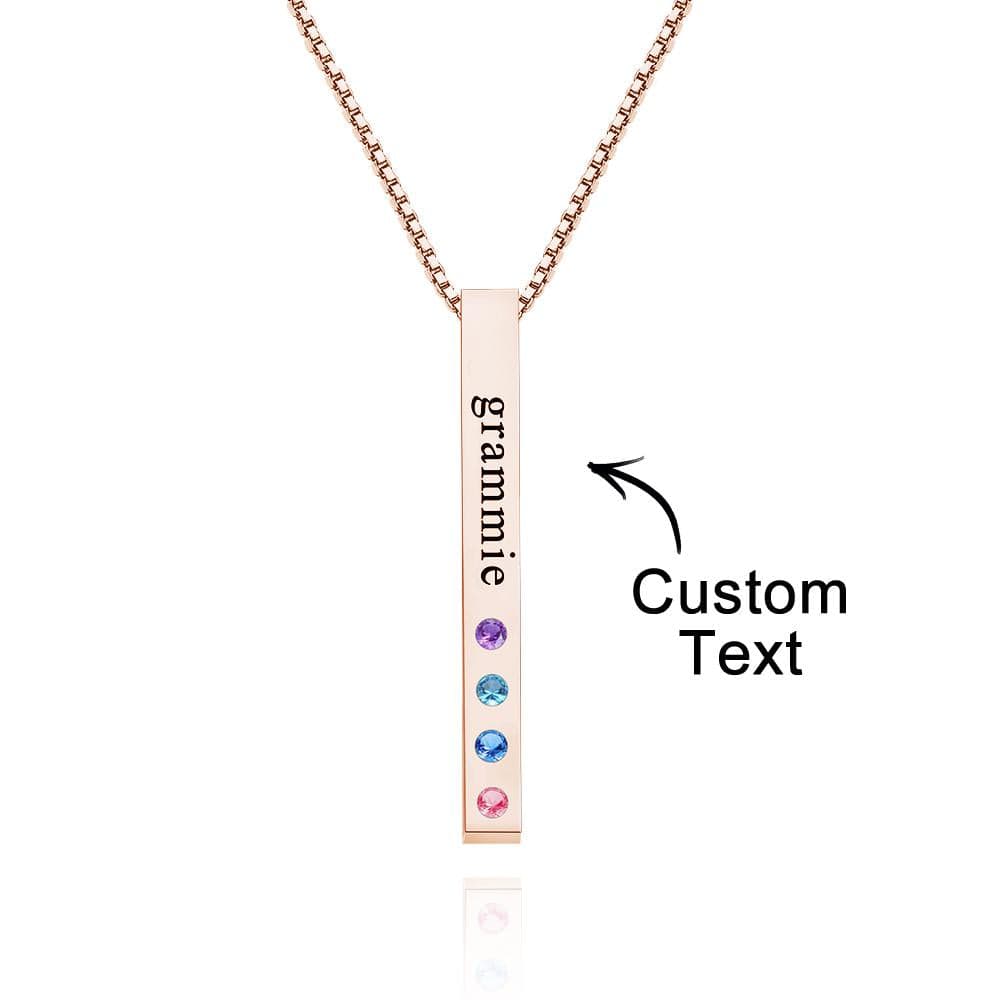 Custom Engraved Birthstone Necklace Bar Simple Gifts