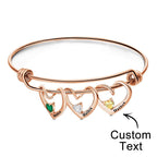 Custom Engraved Heart-Shaped Birthstone Bracelet  Personalized Elegant Bracelet