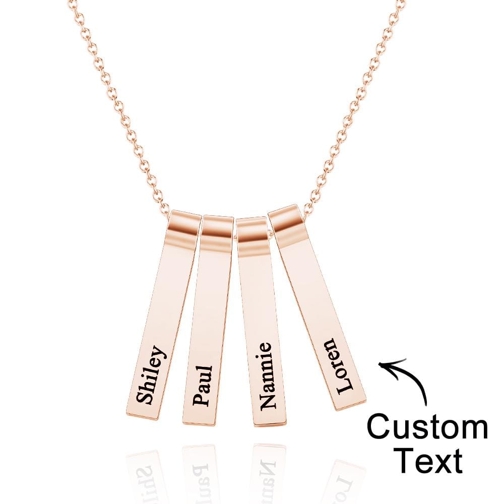 Custom Engraved Vertical 1-5 Names Necklace Stylish Personalized Pendant for Her