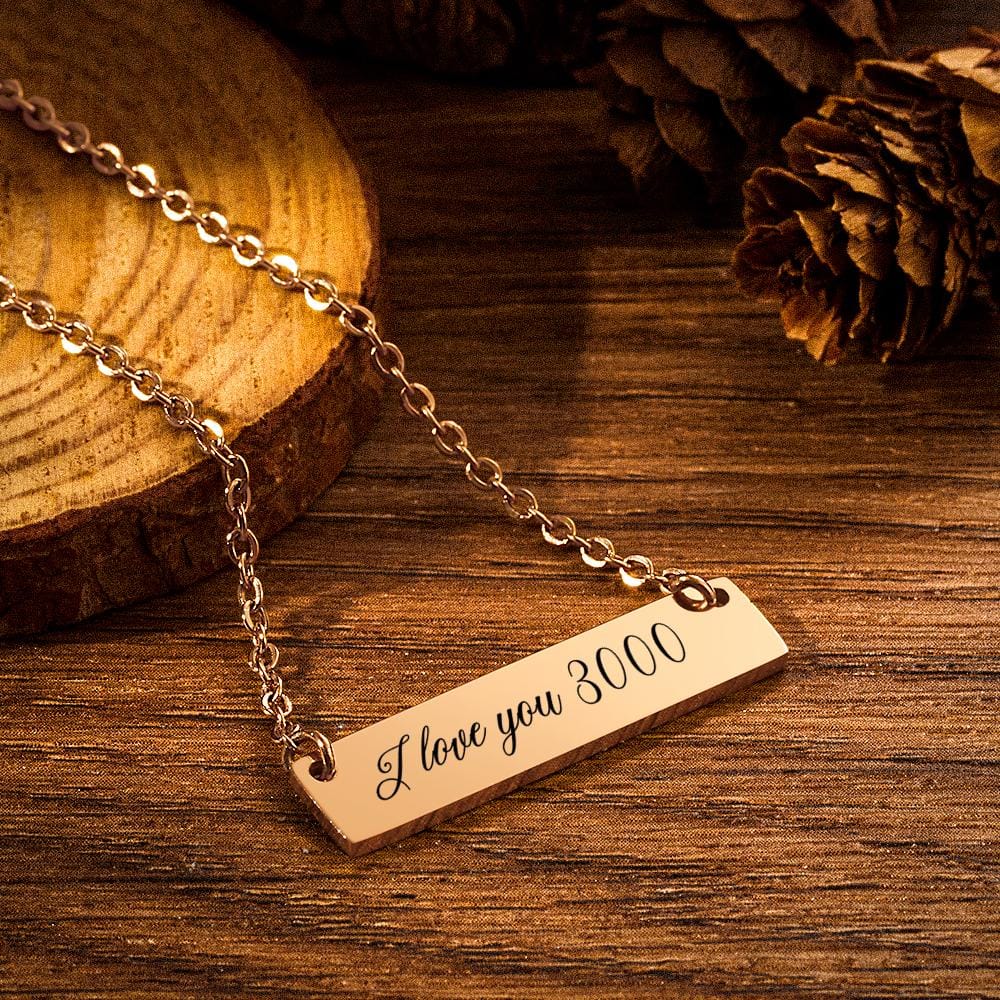 I love you 3000 necklace Custom Engraved Bar Necklace Avengers necklace Gift for her Gift for Marvel Fans