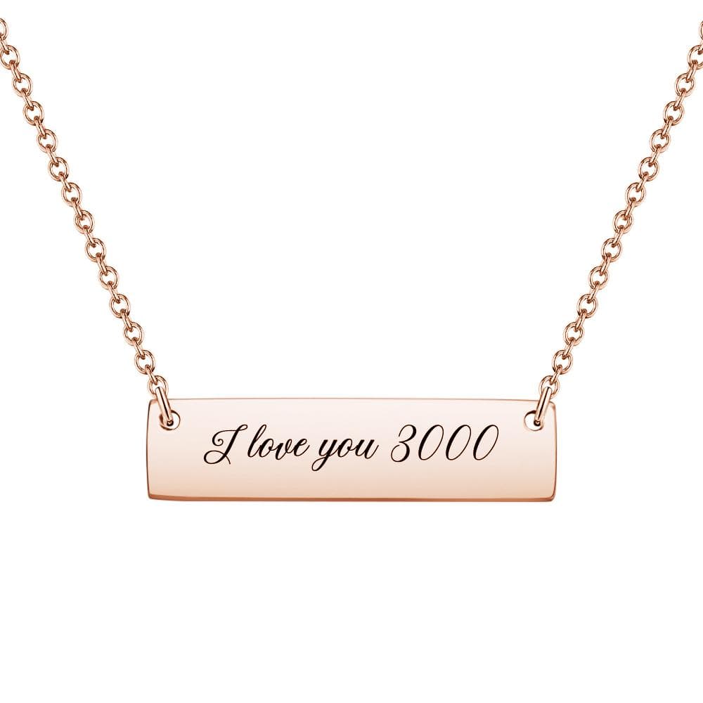 I love you 3000 necklace Custom Engraved Bar Necklace Avengers necklace Gift for her Gift for Marvel Fans
