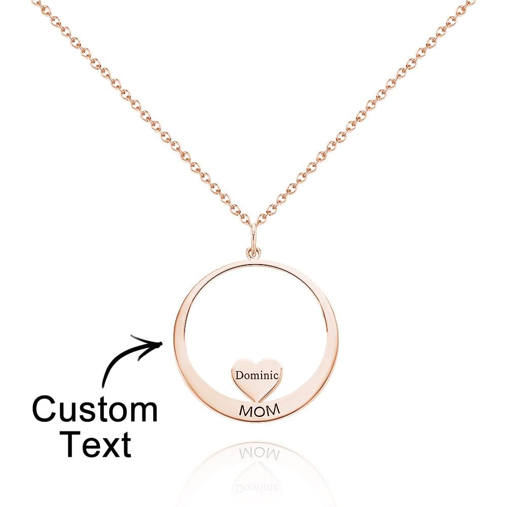 Custom Engraved Necklace Circle Hearts Mom Pendant Necklace Creative Gift