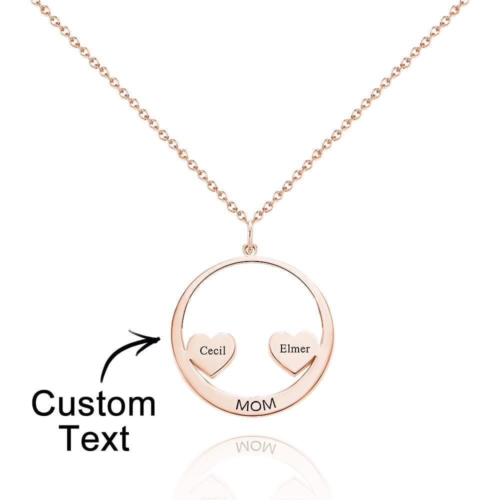 Custom Engraved Necklace Circle Hearts Mom Pendant Necklace Creative Gift