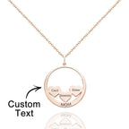 Custom Engraved Necklace Circle Hearts Mom Pendant Necklace Creative Gift
