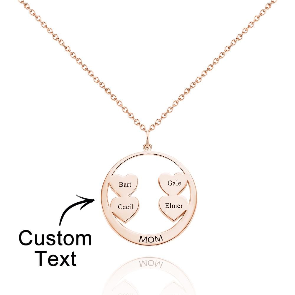 Custom Engraved Necklace Circle Hearts Mom Pendant Necklace Creative Gift