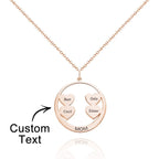 Custom Engraved Necklace Circle Hearts Mom Pendant Necklace Creative Gift