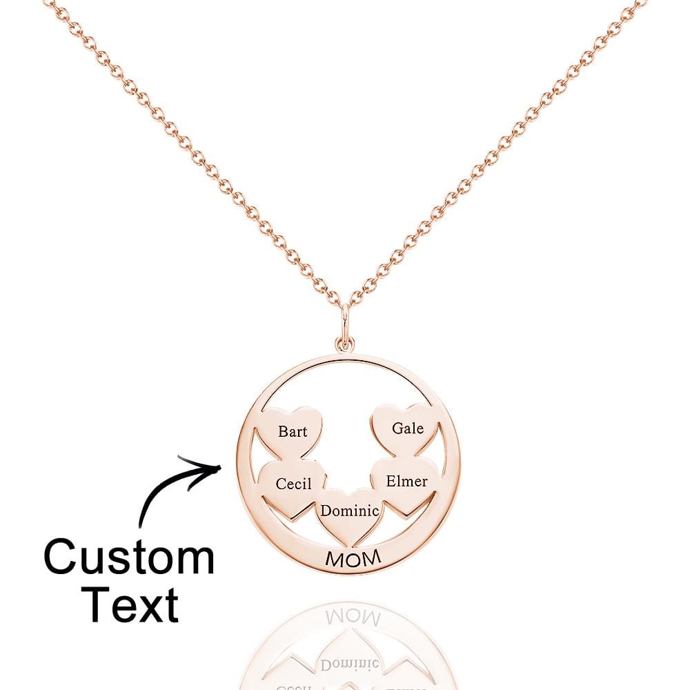 Custom Engraved Necklace Circle Hearts Mom Pendant Necklace Creative Gift