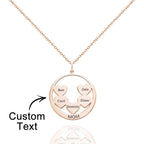 Custom Engraved Necklace Circle Hearts Mom Pendant Necklace Creative Gift