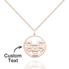 Custom Engraved Necklace Circle Hearts Mom Pendant Necklace Creative Gift
