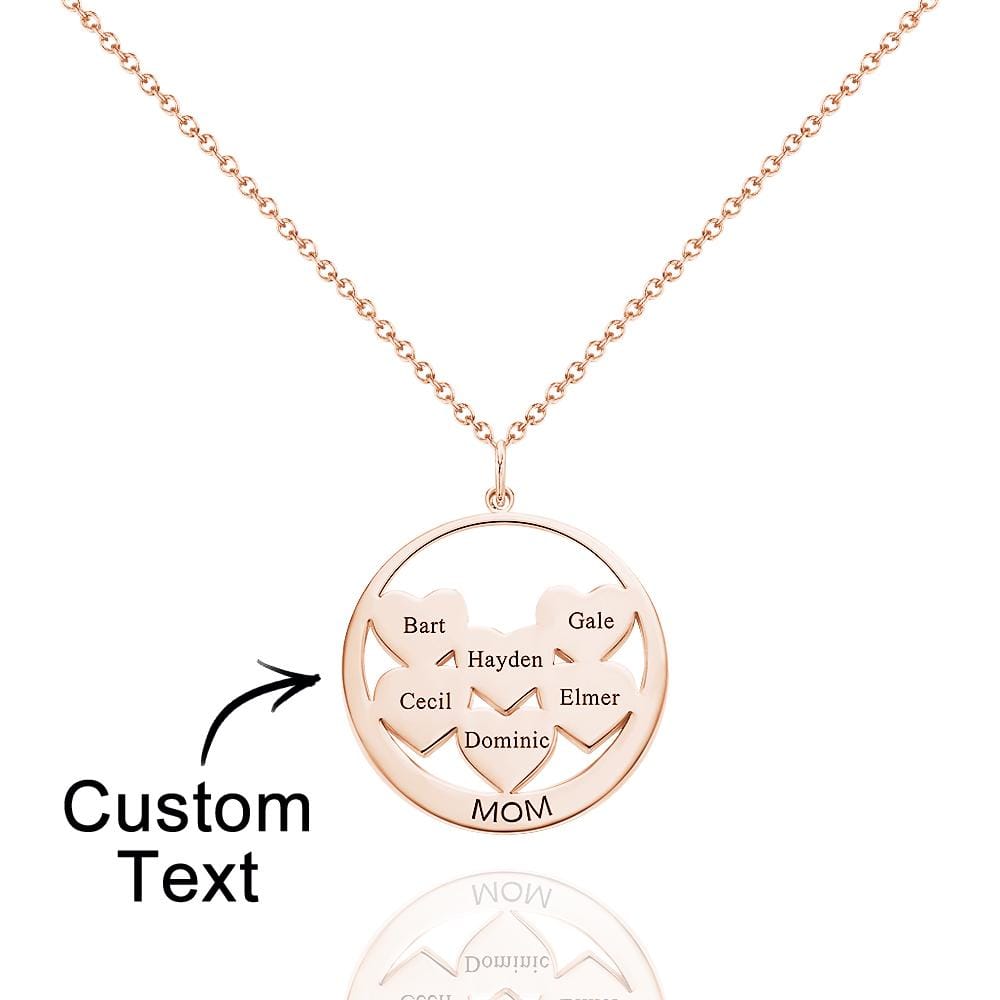 Custom Engraved Necklace Circle Hearts Mom Pendant Necklace Creative Gift