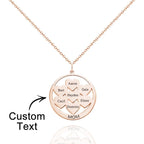 Custom Engraved Necklace Circle Hearts Mom Pendant Necklace Creative Gift