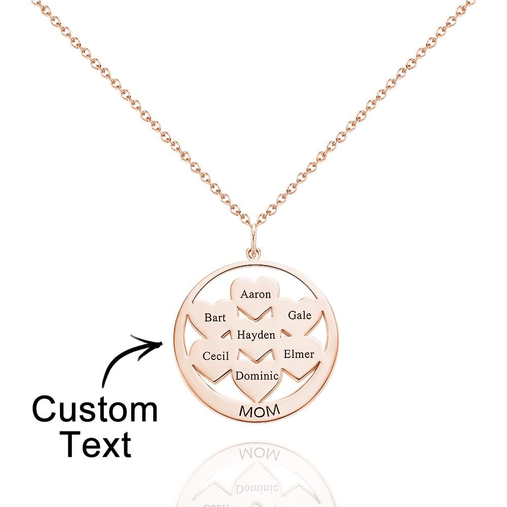 Custom Engraved Necklace Circle Hearts Mom Pendant Necklace Creative Gift