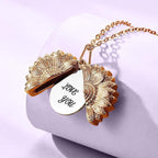 Custom Engraved Text Sunflower Locket Necklace
