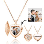 Custom Photo Engraved Necklace Heart Locket Rose Necklace Gift for Women