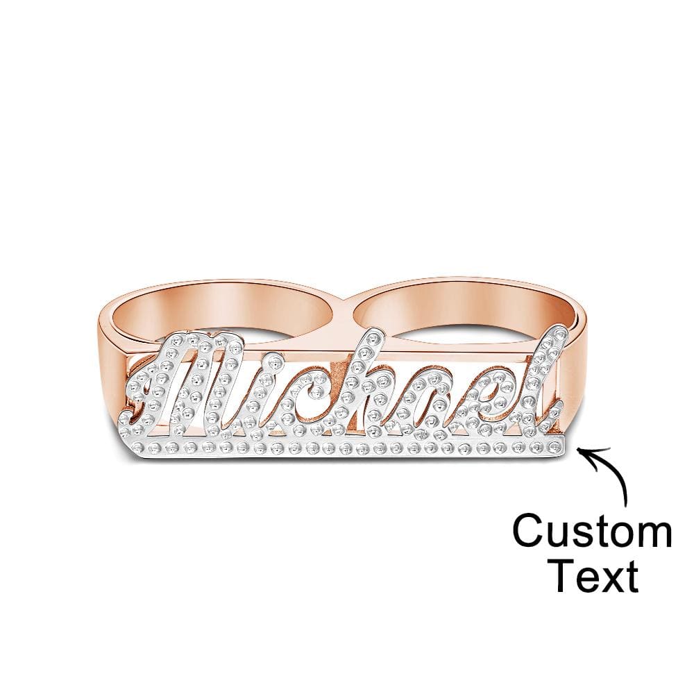 Custom Two Finger Name Ring Personalised Men's Double Band Ring Gift for Him
