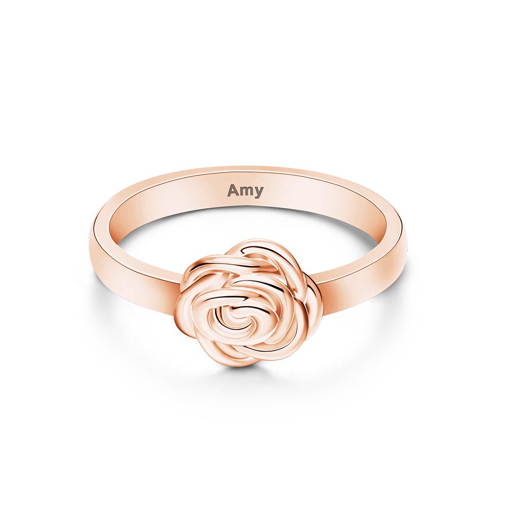 Custom Engraved Name Ring Rose Ring Gift for Women Valentines Gift