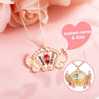 Personalized Angel Feet Locket Birthstone Necklace - 3 Colors