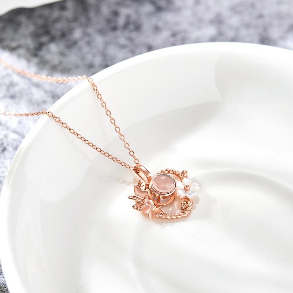 gifts for wife Eternal Love - Custom Decor - Projection Necklace Heart-shaped Flowers Design Gifts - gifts for wife - Birthda