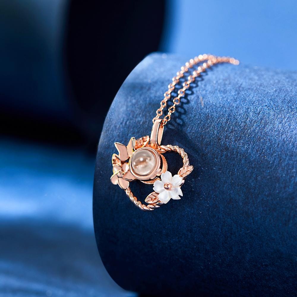 gifts for wife Eternal Love - Custom Decor - Projection Necklace Heart-shaped Flowers Design Gifts - gifts for wife - Birthda