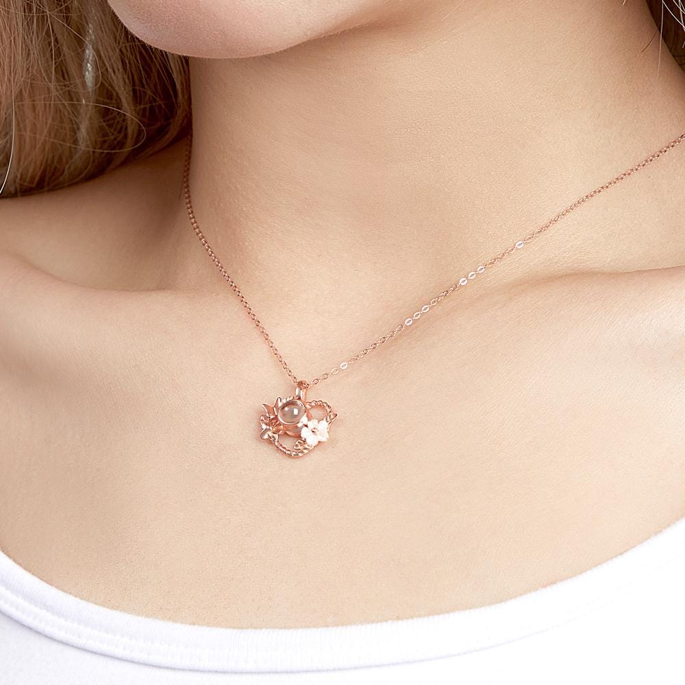gifts for wife Eternal Love - Custom Decor - Projection Necklace Heart-shaped Flowers Design Gifts - gifts for wife - Birthda