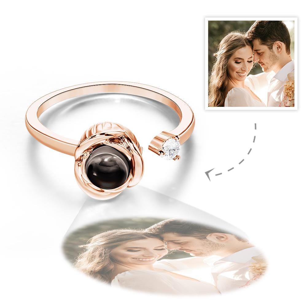 Custom Projection Ring Personalized Photo Open Ring for Women