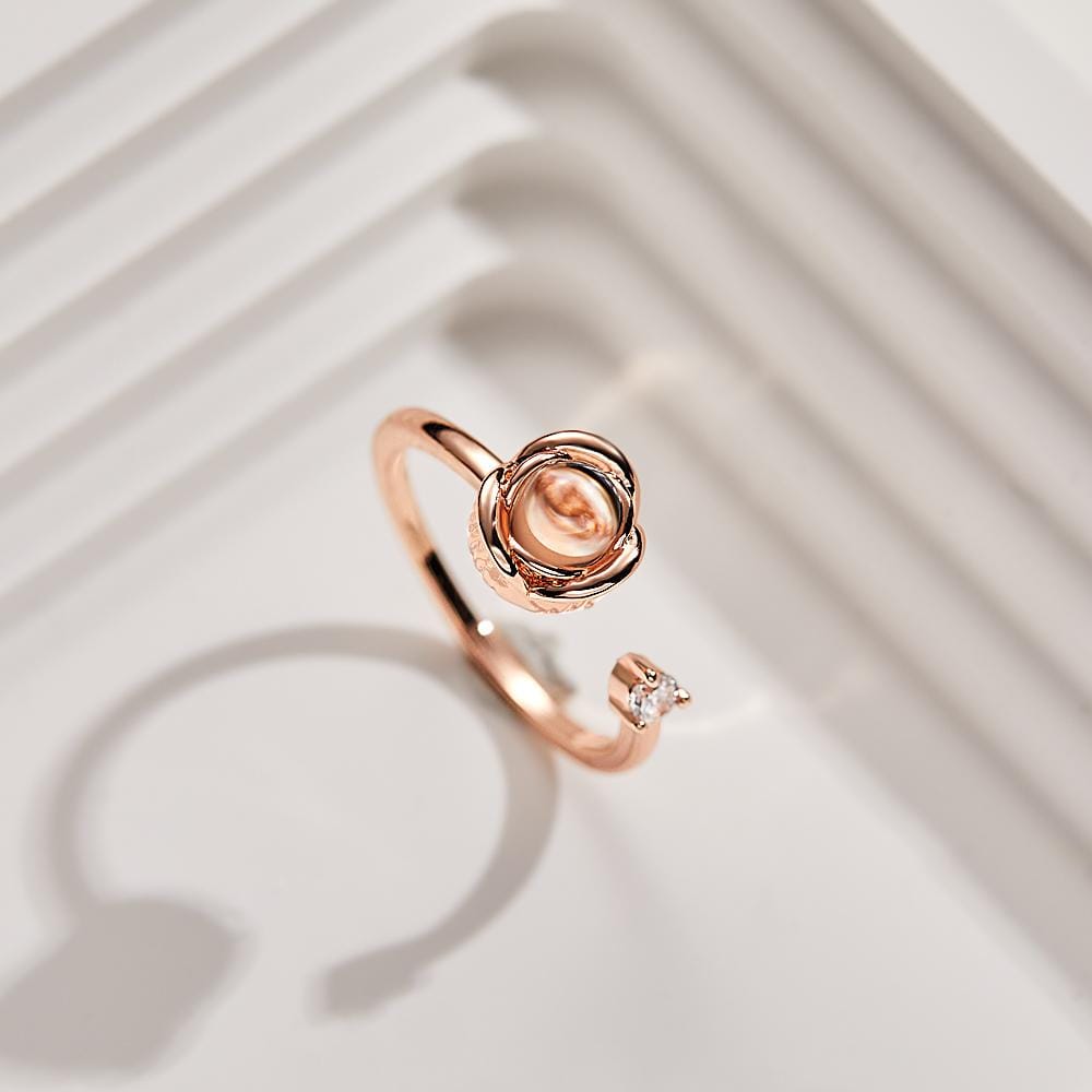 Custom Projection Ring Personalized Photo Open Ring for Women