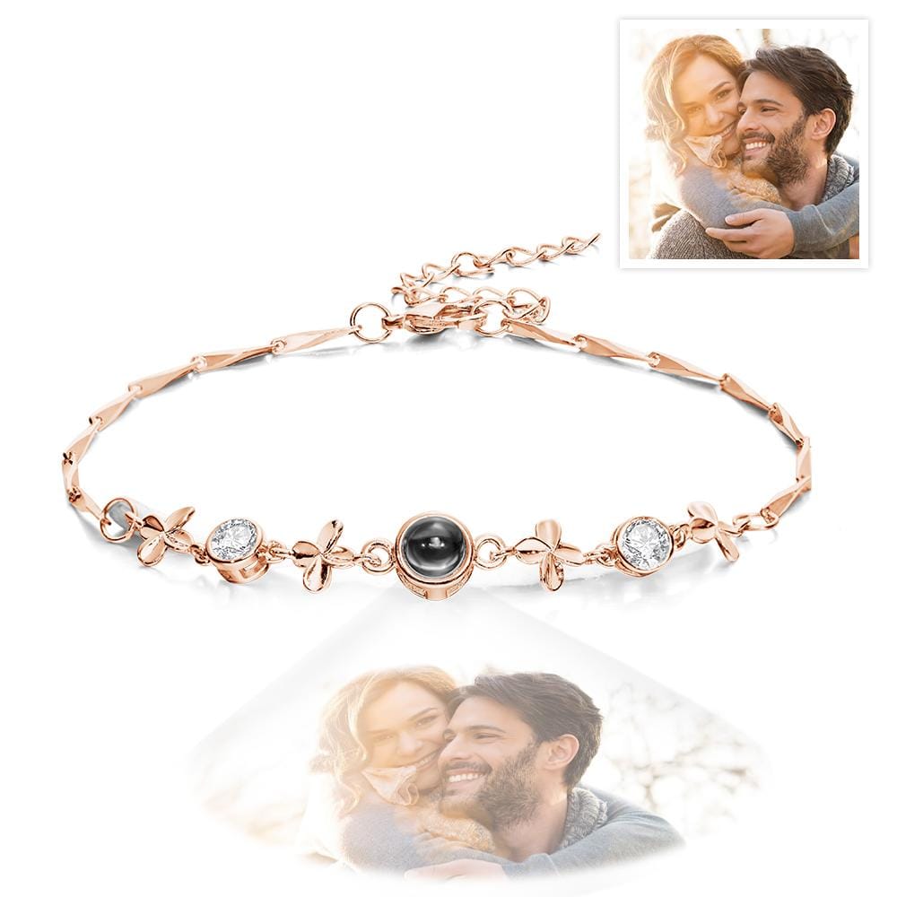 Custom Photo Projection Bracelet Four-leaf Clover Projection Bracelet Gift for Women