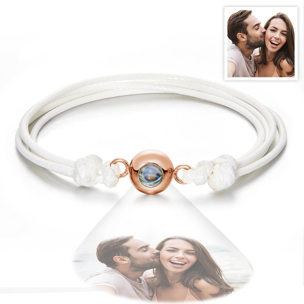 Custom Projection Photo Bracelet Weave Style Colorful Couple Gifts