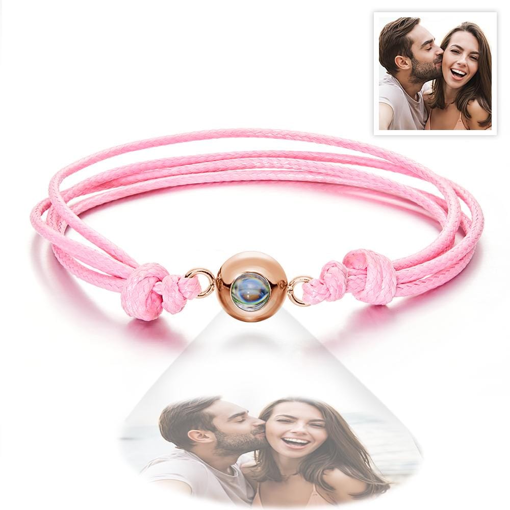 Custom Projection Photo Bracelet Weave Style Colorful Couple Gifts