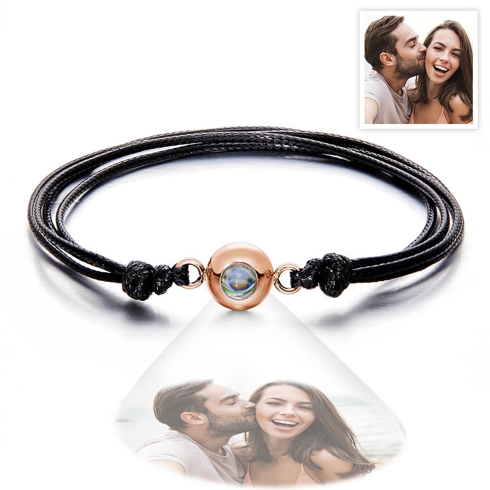 Custom Projection Photo Bracelet Weave Style Colorful Couple Gifts