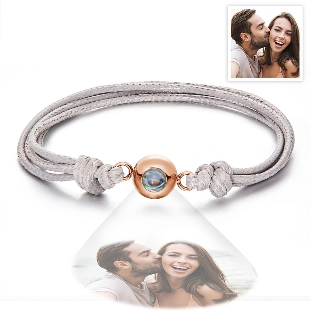 Custom Projection Photo Bracelet Weave Style Colorful Couple Gifts