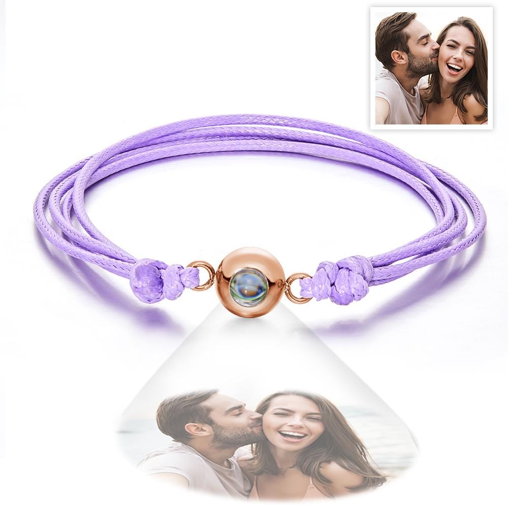 Custom Projection Photo Bracelet Weave Style Colorful Couple Gifts