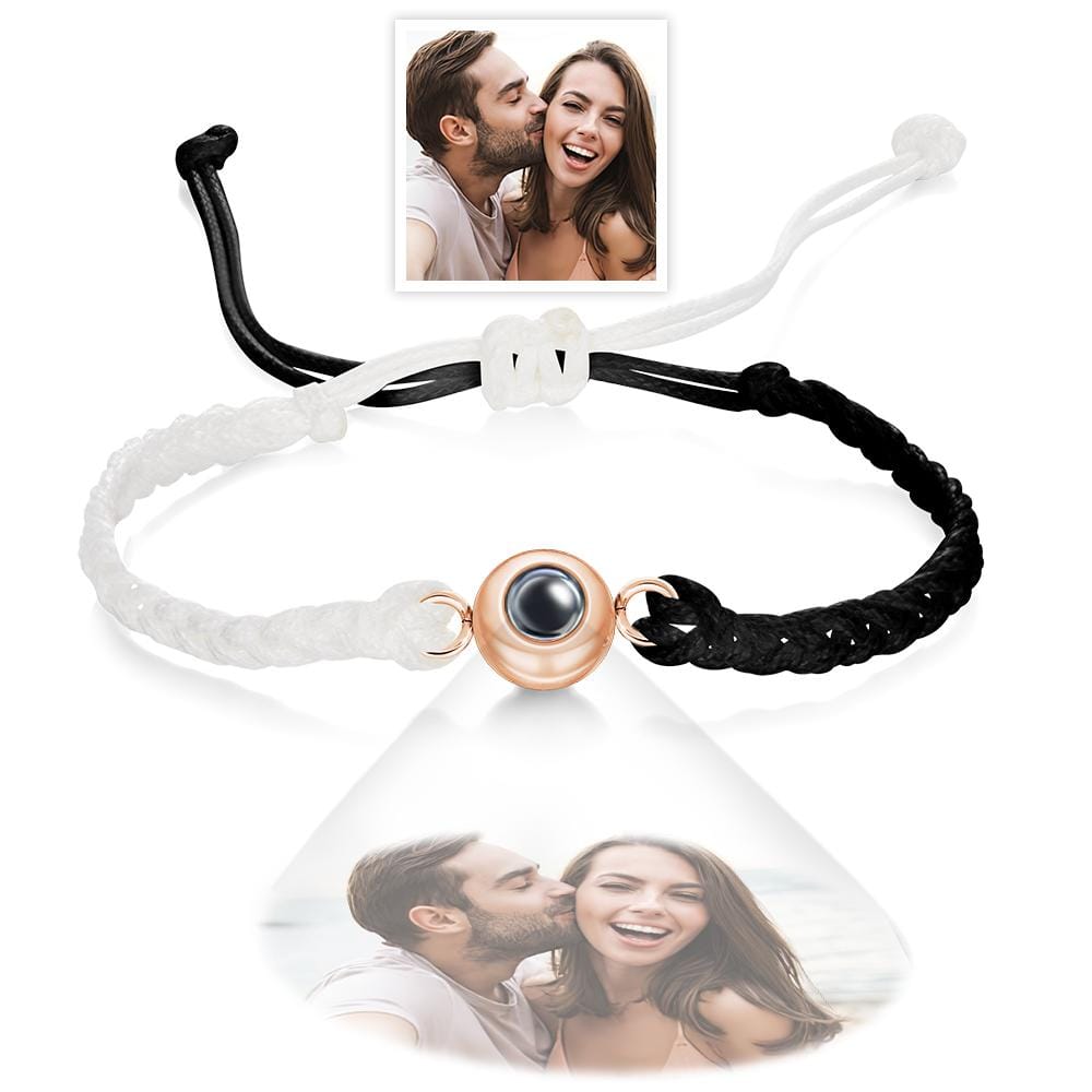 Custom Photo Projection Bracelet Black and White Colorblock Bracelet Creative Gift