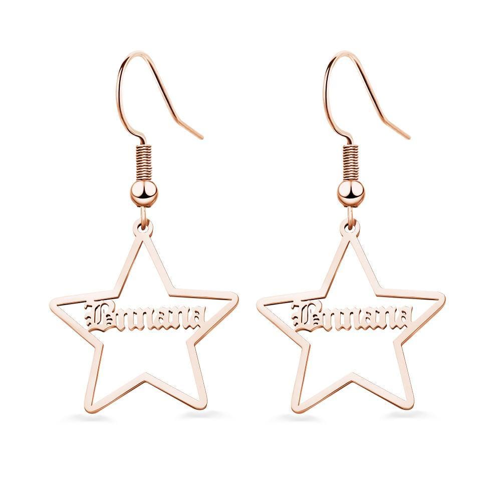 Custom Engraved Name Earrings Stainless Steel Star-shaped Earrings