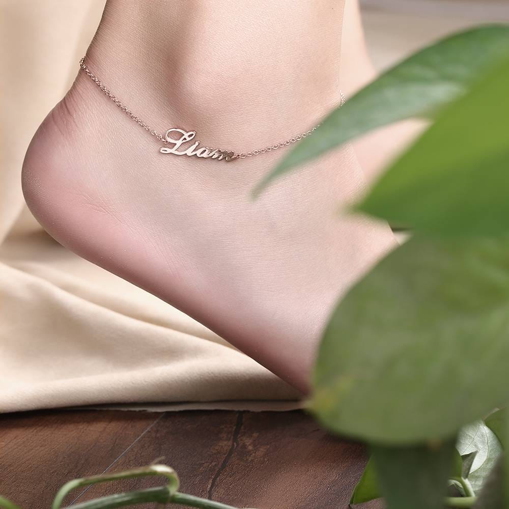 Personalized Name Anklet Sterling Silver