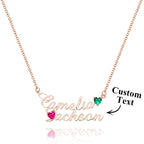 Personalized Double Name Necklace with Birthstones Jewelry Birthday Anniversary Gift for Her