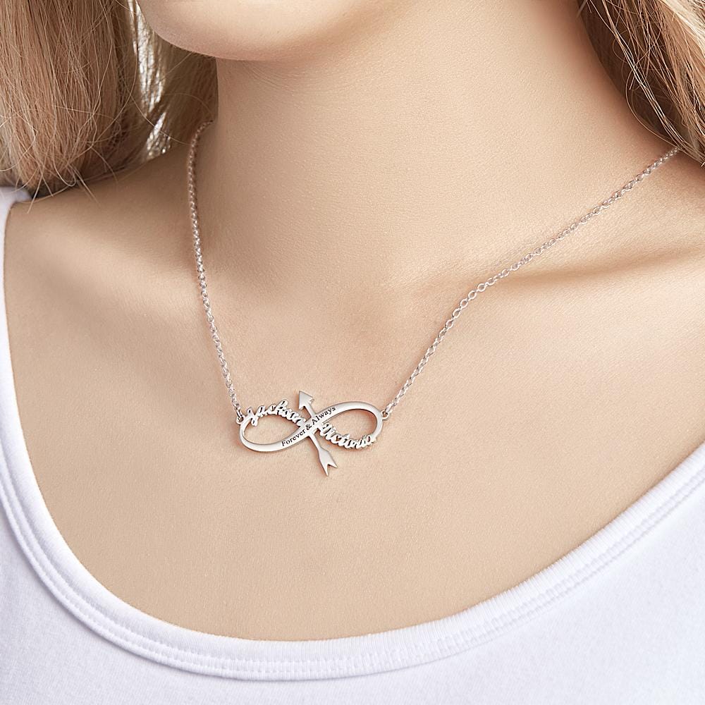 Custom Name Necklace Stainless Steel Infinity Arrow Necklace