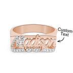 Personalised Hip Hop Name Ring With Double Hearts Initial Ring Jewellery Gift for Men Women