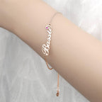 Personalized Name Bracelet with Custom Birthstone - Copper