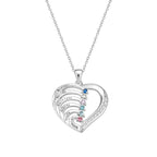 Personalized Heart Necklace Custom Family Name Birthstone Necklace Gift for Mother Grandma