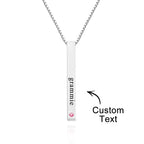Custom Engraved Birthstone Necklace Bar Simple Gifts