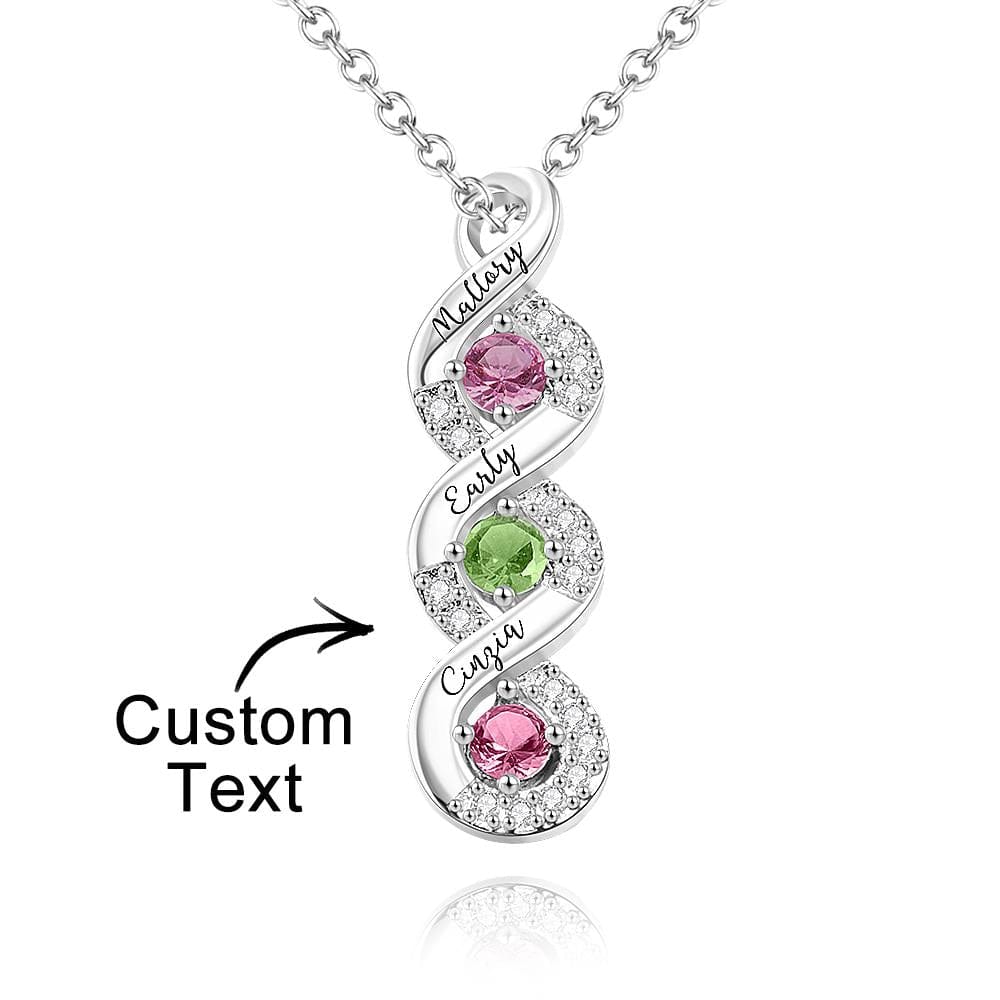 Custom Engraved Birthstone Necklace Infinity Creative Gifts