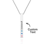 Custom Engraved Birthstone Necklace Bar Simple Gifts