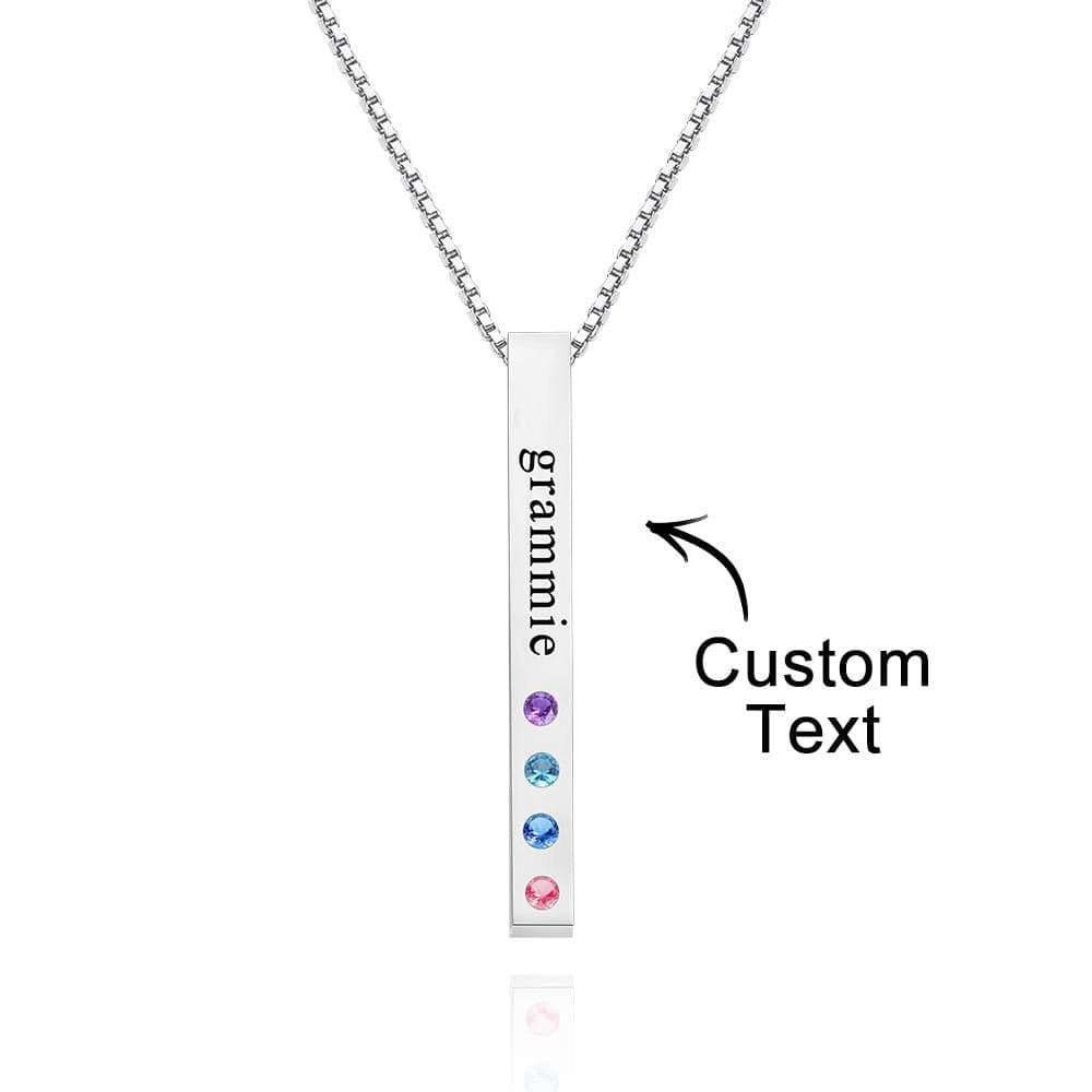 Custom Engraved Birthstone Necklace Bar Simple Gifts