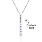 Custom Engraved Birthstone Necklace Bar Simple Gifts