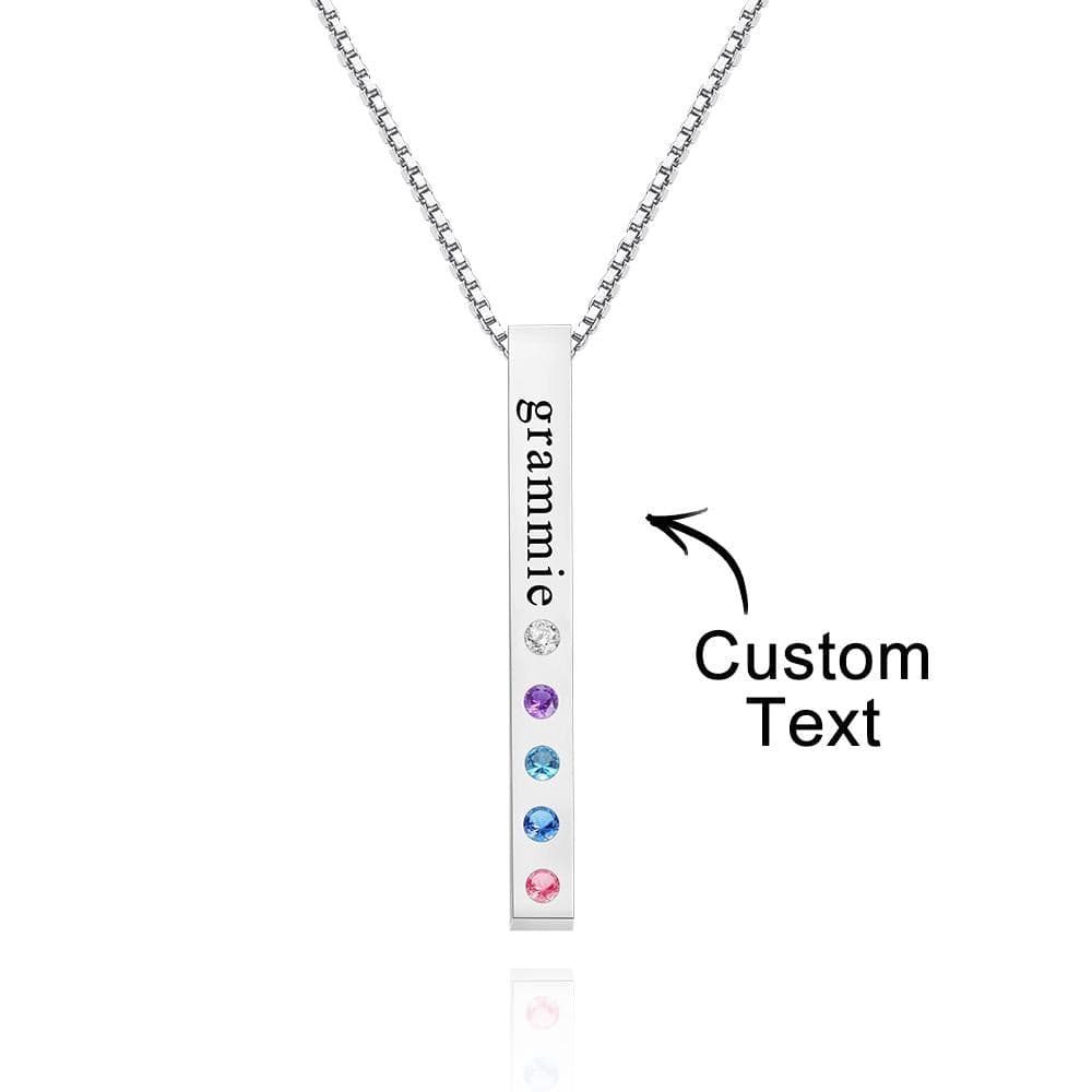 Custom Engraved Birthstone Necklace Bar Simple Gifts